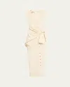 Christopher John Rogers V-neck Sleeveless Sarong Maxi Shirtdress In Ivory