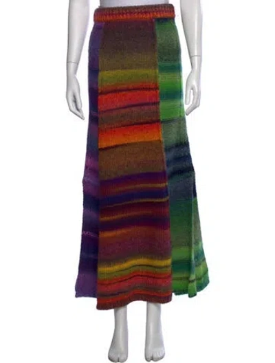 Pre-owned Christopher John Rogers Virgin Wool Long Skirt In Multicolor