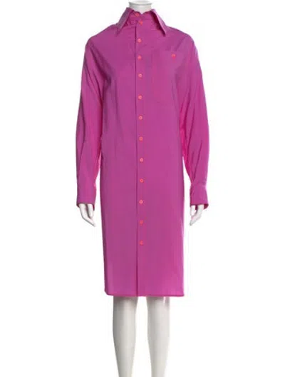 Pre-owned Christopher John Rogers Virgin Wool Midi Length Dress In Purple