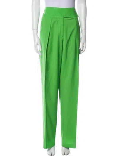 Pre-owned Christopher John Rogers Virgin Wool Wide Leg Pants In Green