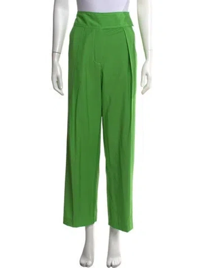 Pre-owned Christopher John Rogers Virgin Wool Wide Leg Pants In Green