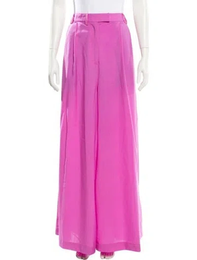 Pre-owned Christopher John Rogers Virgin Wool Wide Leg Pants In Pink