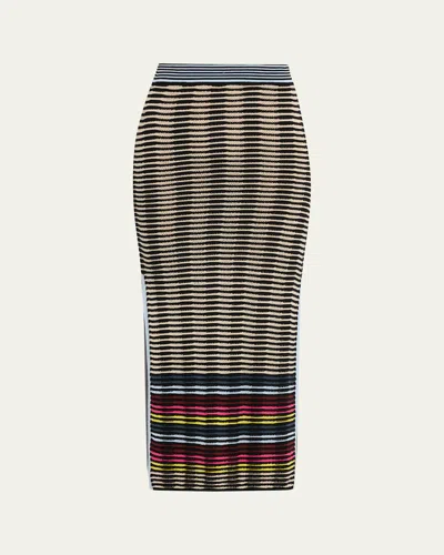 Christopher John Rogers Wave Knit Midi Pencil Skirt In Multi