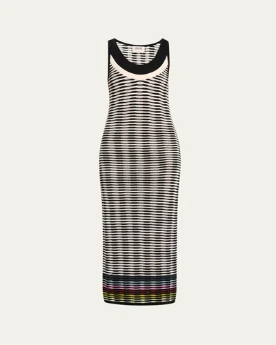 Christopher John Rogers Wave Knit Tank Maxi Dress In Black