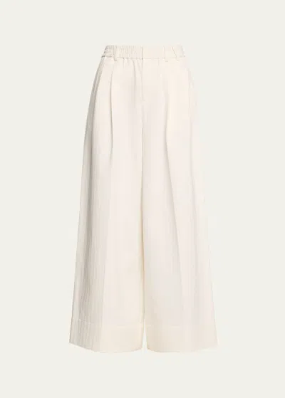 CHRISTOPHER JOHN ROGERS WHEATPASTE ELASTIC WAIST WIDE-LEG TROUSERS