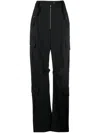 Christopher John Rogers Wide-leg Crepe Cargo Trousers In Black