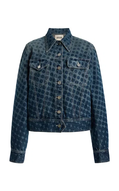 Christopher John Rogers Wiggle-dot Cotton Denim Jacket In Blue