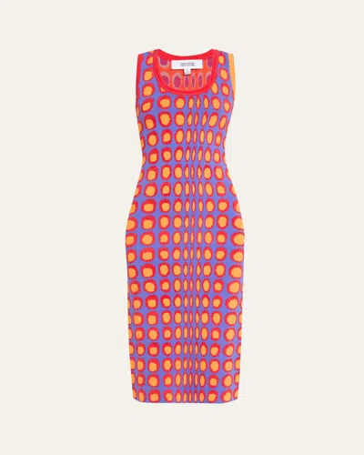 Christopher John Rogers Wiggle Dot Jacquard Midi Tank Dress In Nepeta Multi