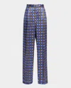 Christopher John Rogers Wiggle Dot Pleated Wide-leg Satin Trousers In Nepeta