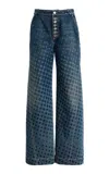 Christopher John Rogers Wiggle-dot Rigid Baggy Jeans In Blue