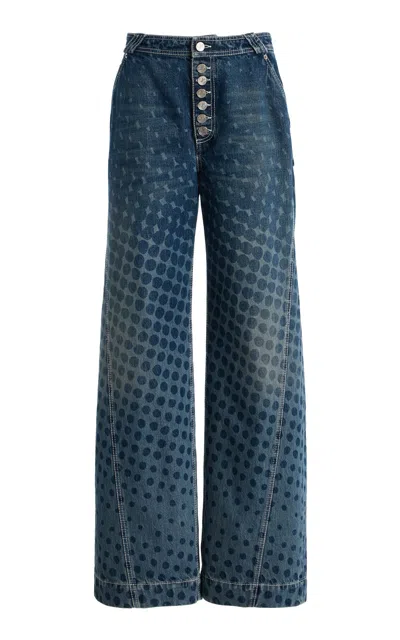 Christopher John Rogers Wiggle-dot Rigid Baggy Jeans In Blue