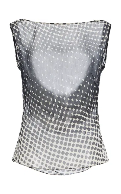 Christopher John Rogers Wiggle-dot Sheer Top In Multi