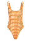 Christopher John Rogers Wiggle Dot Swimsuit In Orange
