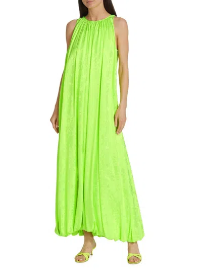 Christopher John Rogers Women's Pleated Jacquard-patterned Balloon Dress In Green