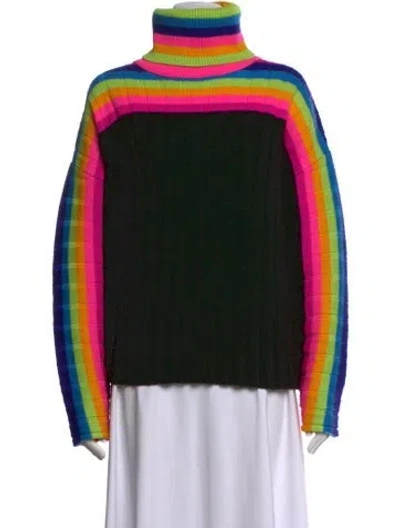 Pre-owned Christopher John Rogers Wool Colorblock Pattern Sweater In Black