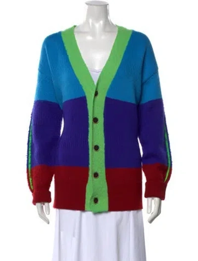 Pre-owned Christopher John Rogers Wool Colorblock Pattern Sweater In Blue/red