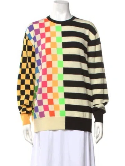 Pre-owned Christopher John Rogers Wool Colorblock Pattern Sweater In Neutrals