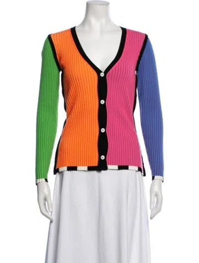 Pre-owned Christopher John Rogers Wool Colorblock Pattern Sweater In Orange