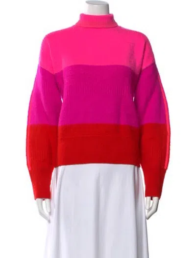 Pre-owned Christopher John Rogers Wool Colorblock Pattern Sweater In Pink
