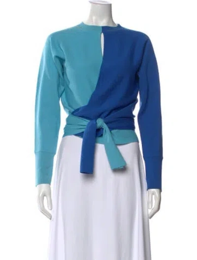 Pre-owned Christopher John Rogers Wool Colorblock Pattern Top In Blue