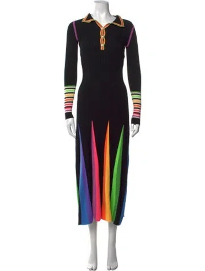 Pre-owned Christopher John Rogers Wool Long Dress In Black