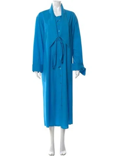Pre-owned Christopher John Rogers Wool Long Dress In Blue