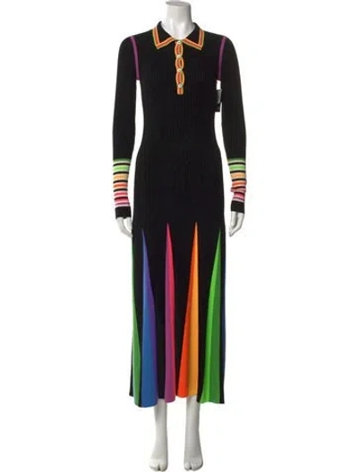 Pre-owned Christopher John Rogers Wool Long Dress W/ Tags In Black