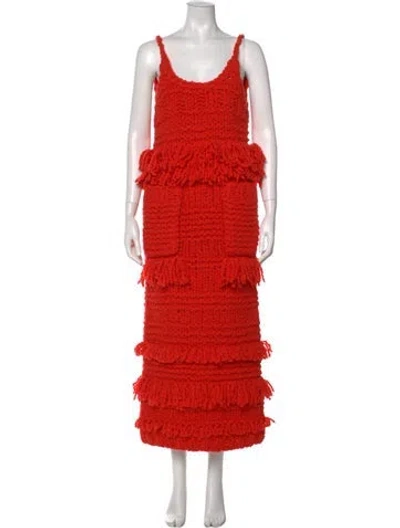 Pre-owned Christopher John Rogers Wool Long Dress W/ Tags In Orange