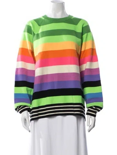 Pre-owned Christopher John Rogers Wool Striped Sweater In Green
