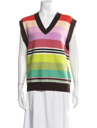 Pre-owned Christopher John Rogers Wool Striped Sweater In Multicolor