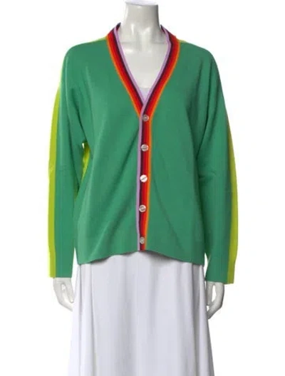 Pre-owned Christopher John Rogers Wool V-neck Sweater In Green