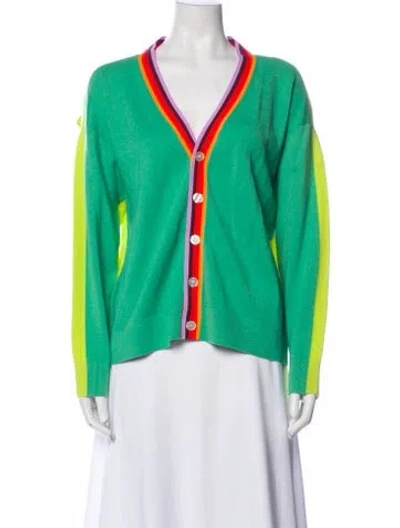 Pre-owned Christopher John Rogers Wool V-neck Sweater W/ Tags In Green