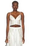 Christopher John Rogers Zip Front Bustier Top In Ivory