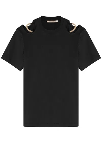 Christopher Kane Black Chain-embellished Cotton T-shirt