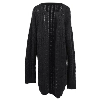 Pre-owned Christopher Kane Cable-knit Open-front Cardigan In Black Mohair