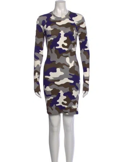 Pre-owned Christopher Kane Camouflage Print Mini Dress In Gray