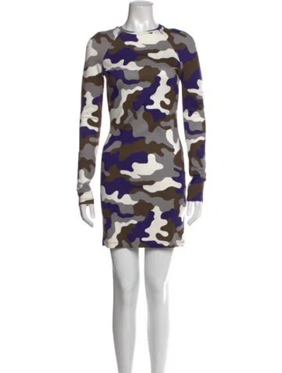 Pre-owned Christopher Kane Camouflage Print Mini Dress In Gray