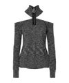 Christopher Kane Cold-shoulder Wool Sweater In Gray
