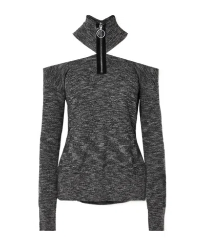 Christopher Kane Cold-shoulder Wool Sweater In Gray