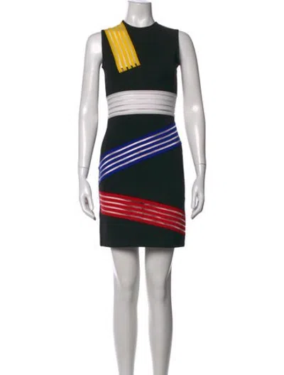 Pre-owned Christopher Kane Colorblock Pattern Mini Dress In Black