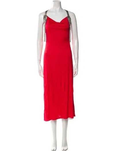 Pre-owned Christopher Kane Cowl Neck Long Dress In Red
