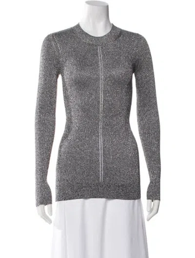 Pre-owned Christopher Kane Crew Neck Long Sleeve Top In Metallic/silver
