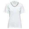 Christopher Kane Crystal Rhinestone Dome Stud Necklace Cotton Tshirt In White