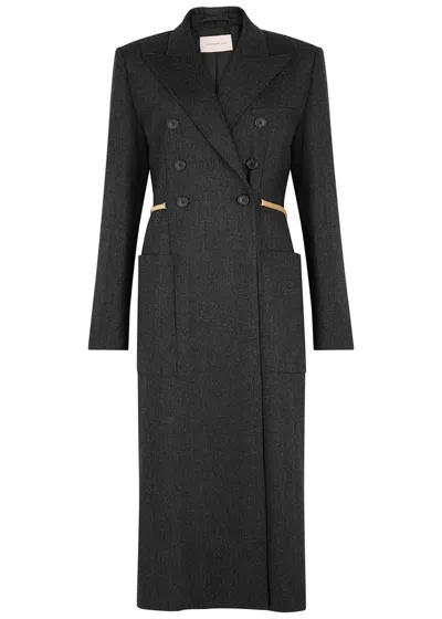 Christopher Kane Dark Grey Double-breasted Wool-blend Coat In Black