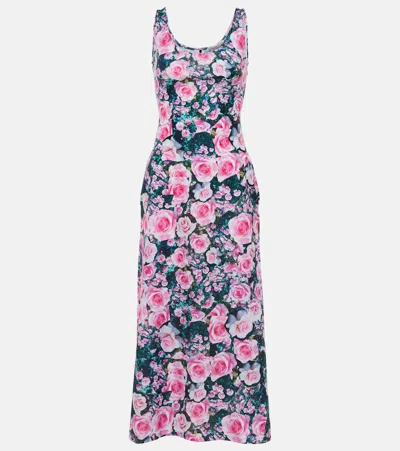 Christopher Kane Floral Midi Dress In Rosefloral