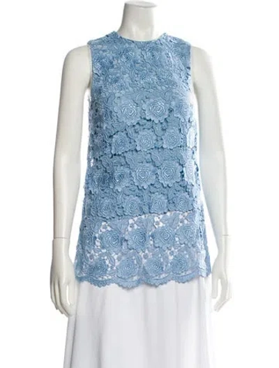 Pre-owned Christopher Kane Floral Print Crew Neck Top In Blue