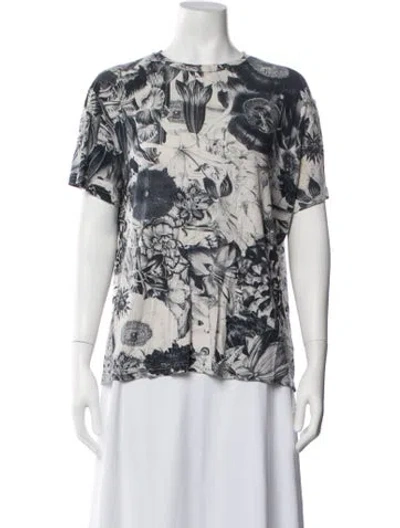 Pre-owned Christopher Kane Floral Print Crew Neck T-shirt In Black