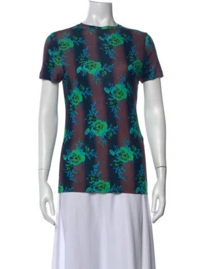 Pre-owned Christopher Kane Floral Print Crew Neck T-shirt In Green