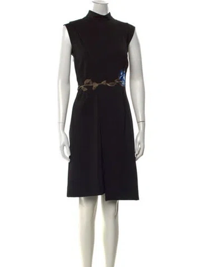 Pre-owned Christopher Kane Floral Print Knee-length Dress In Black