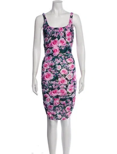 Pre-owned Christopher Kane Floral Print Knee-length Dress W/ Tags In Green